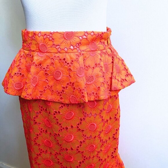 NWT DAIZY SHELY RUNWAY NEON ORANGE PINK ASYMMETRICAL CROCHET SKIRT - XS (IT40) - Picture 6 of 14